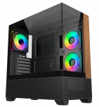 Gabinete Cooler Master Elite 690 Wood, Midi-Tower, ATX/Micro-ATX/Mini-ITX, USB 3.0, sin Fuente, 3 Ventiladores Instalados, Negro