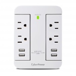 CyberPower Supresor de Picos GP400U4AWH, 4 Contactos, 4x USB, 500 Joules
