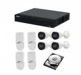 Dahua Kit de Vigilancia DH-KIT/NVR1104HS-P-S3/H-1T/4-H + DH-PFA12A de 4 Cámaras IP Bullet con Grabadora de 4 Canales