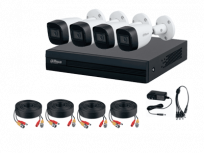 Dahua Kit de Vigilancia XVR1B04-I-KIT de 4 Cámaras CCTV Bullet y  4 Canales, 4 Rollos de Cable,1 Fuente de Poder, 1 Pulpo