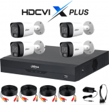 Dahua Kit de Vigilancia DH-KIT/XVR5104HS-4KL-I3/T/4-HFW1500RMN-IL-T de 4 Cámaras CCTV Bullet con Grabadora de 4 Canales
