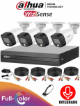 Dahua Kit de Vigilancia FULLCOLORKIT-A de 4 Cámaras CCTV Bullet y 4 Canales, con Grabadora, Cables y Fuente de Poder
