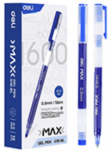 Deli Bolígrafo de Gel EG16-BL, Punto Fino 0.5mm, Azul, 12 Piezas