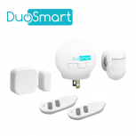 DuoSmart Kit Sistema de Alarma C20, Alámbrico/Inalámbrico, 24 Zonas de Alarma, 1 Sensor de Movimiento, 4 Sensores Puerta/Ventana, con Panel de Control