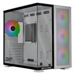 Gabinete Dxt Gaming Titan T5 CDXTT5M, Midi-Tower, ATX/Micro-ATX/Mini-ITX, USB 3.0, sin Fuente, 4 Ventiladores Instalados, Gris ― No cuenta con la tapa de cristal lateral; además, tiene algunas abolladuras.