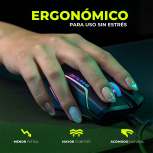Mouse Gamer Ergonómico DXT Gaming Grip, Alámbrico, Óptico, 7.200DPI, USB-A, Negro - Imagen adicional 4