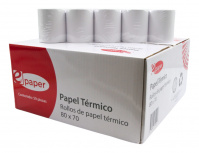 E-Paper Rollo de Papel Térmico, 80mm x 70mm Blanco, 50 Piezas