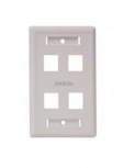 Enson Placa de Pared Universal, 4 Puertos, sin Jack, Blanco