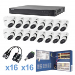 Epcom Kit de Vigilancia KEVTX8T16EW de 16 Cámaras CCTV Domo y 16 Canales, con Grabadora
