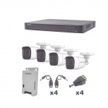 Epcom Kit de Vigilancia KEVTX8T4BW de 4 Cámaras IP Bullet y 4 Canales, con Grabadora, Cables y Fuente de Poder