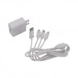 Epcom Cargador de Pared PL52C, 5V, 1x USB-A, Blanco ― incluye Cable Multi-puertos USB-C/Micro USB/Lightning