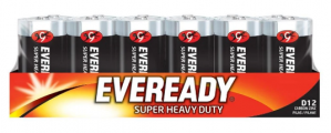 Eveready Pila Carbon Zinc D, 1.5V, 12 Piezas