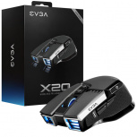 Mouse Gamer Ergonómico EVGA Óptico X20, Inalámbrico, Bluetooth/USB-A, 16.000DPI, Gris