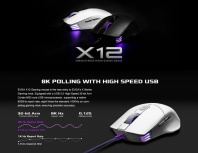 Mouse Gamer EVGA Óptico X12, Alámbrico, USB, 16.000DPI, Blanco image