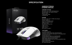 Mouse Gamer EVGA Óptico X12, Alámbrico, USB, 16.000DPI, Blanco image