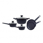 Foode Batería de Cocina FDE01103, Aluminio, Antiadherente, 8 Piezas