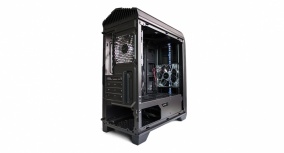 Gabinete Game Factor CSG500, Micro-Tower, Micro-ATX/Mini-ITX, USB 2.0/3.0, sin Fuente, 2 Ventiladores Instalados, Negro/Rojo - Imagen adicional 2