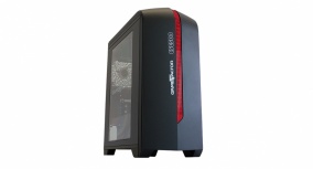 Gabinete Game Factor CSG500 con Ventana LED, Micro-Tower, Micro-ATX/Mini-ITX, USB 2.0/3.0, sin Fuente, Negro/Rojo