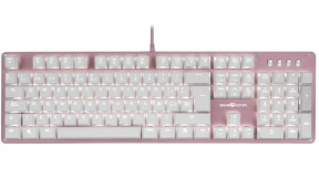 Teclado Gamer Game Factor KBG400, Teclado Mecánico, Switch KRED Blue, Alámbrico, Rosa (Español)
