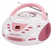 Hello Kitty Grabadora con Reproductor de CD KT2024A, AM/FM, Rosa/Blanco