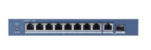 Switch Hikvision Gigabit Ethernet DS-3E0510P-E, 8 Puertos PoE 10/100/1000Mbps + 1 Puerto RJ-45 Uplink + 1 Puerto SFP Uplink, 20Gbit/s, 4000 Entradas - No Administrable
