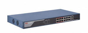 Switch Hikvision Fast Ethernet DS-3E1318P-EI, 16 Puertos PoE+ 10/100 Mbps + 2 Puertos 10/100/1000 Mbps + 2 Puertos SFP Uplink, 230W, 7.2 Gbit/s, 16.000 Entradas - Monitoreable