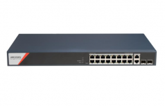 Switch Hikvision DS-3E1520HP-SI-16P2T2F, 16 Puertos Gigabit Ethernet 10/100/1000 4 x PoE 230W, 2 Puertos SFP, 56 Gbit/s, 8000 Entradas, Administrado 