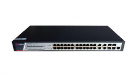 Switch Hikvision Gigabit Ethernet DS-3E2528P(B), 24 Puertos PoE 10/100/1000Mbps + 4 Puertos SFP, 336 Gbit/s, 8000 Entradas - Administrable