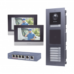 Hikvision Videoportero DS-KD8003-IME1, Altavoz, Alámbrico, Negro ― Incluye Hikvision Lector de Tarjetas, Módulo para Llamada, 2 Monitores y Switch PoE