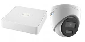 Hikvision Kit de Vigilancia ColorVu KIPCV2M/4T de 4 Cámaras IP Turret y 4 Canales, con Grabadora