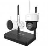 Hikvision Kit de Vigilancia NKS424WBPH de 2 Cámaras IP Bullet/PT WiFi con Grabadora de 4 Canales