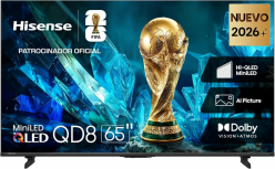 Hisense Smart TV Mini LED QD8S 65", 4K Ultra HD, Negro