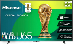 Hisense Smart TV Mini LED U65QFM 55", 4K Ultra HD, Negro