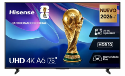 Hisense Smart TV LED 75A60SR 75", 4K Ultra HD, Negro