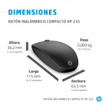 Mouse HP Óptico 235 Slim, RF, 1600 DPI, USB A, Negro image