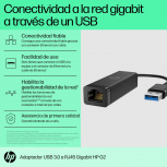 HP Adaptador USB 3.0 Macho - RJ-45 Hembra, Negro - Imagen adicional 2