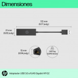 HP Adaptador USB 3.0 Macho - RJ-45 Hembra, Negro - Imagen adicional 1