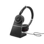 Jabra Audífonos con Micrófono Evolve 75+MS Stereo, Bluetooth, Inalámbrico, Negro/Rojo - Incluye Base de Carga