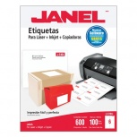Janel Paquete de 600 Etiquetas Blancas de 85x102mm
