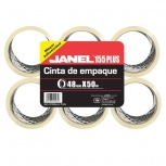 Janel Cinta de Empaque 155 Plus, 6 Rollos de 48mmx50m, Transparente