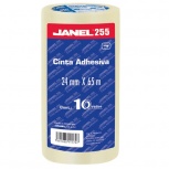 Janel Cinta Adhesiva Mod. 119, 1 Rollo de 24mmx65m, 10 Piezas