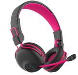 JLaB Audífonos para Niños con Micrófono JBuddies, Bluetooth, Inalámbrico, USB, Negro/Rosa