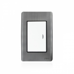 JWJ Placa con Apagador JTL-E7501, 1 Interruptor, 127V, 10A, Blanco/Acero