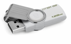Memoria USB Kingston DataTraveler 101 G2, 128GB, USB 2.0, Blanco