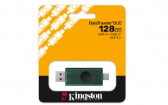 Memoria USB Kingston DTDEG2, 128GB, USB-A/USB-C 3.0, Lectura 220MB/s, Escritura 220MB/s, Negro/Verde image