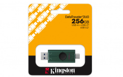 Memoria USB Kingston DataTraveler Duo, 256GB, USB-A/USB-C 3.0, Negro/Verde image