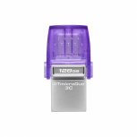 Memoria USB Kingston DataTraveler MicroDuo 3C, 128GB, USB A/C, Lectura 200MB/s, Morado