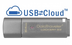 Memoria USB Kingston DataTraveler Locker+ G3, 64GB, USB 3.0, Lectura 135MB/s, Escritura 40MB/s, Plata