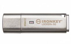 Memoria USB Kingston IronKey Locker+ 50, 256GB, USB 3.2, Lectura 145 MB/s, Escritura 115 MB/s, Plata