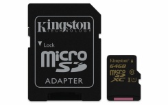 Memoria Flash Kingston, 64GB microSDHC/SDXC UHS-I Clase, con Adaptador